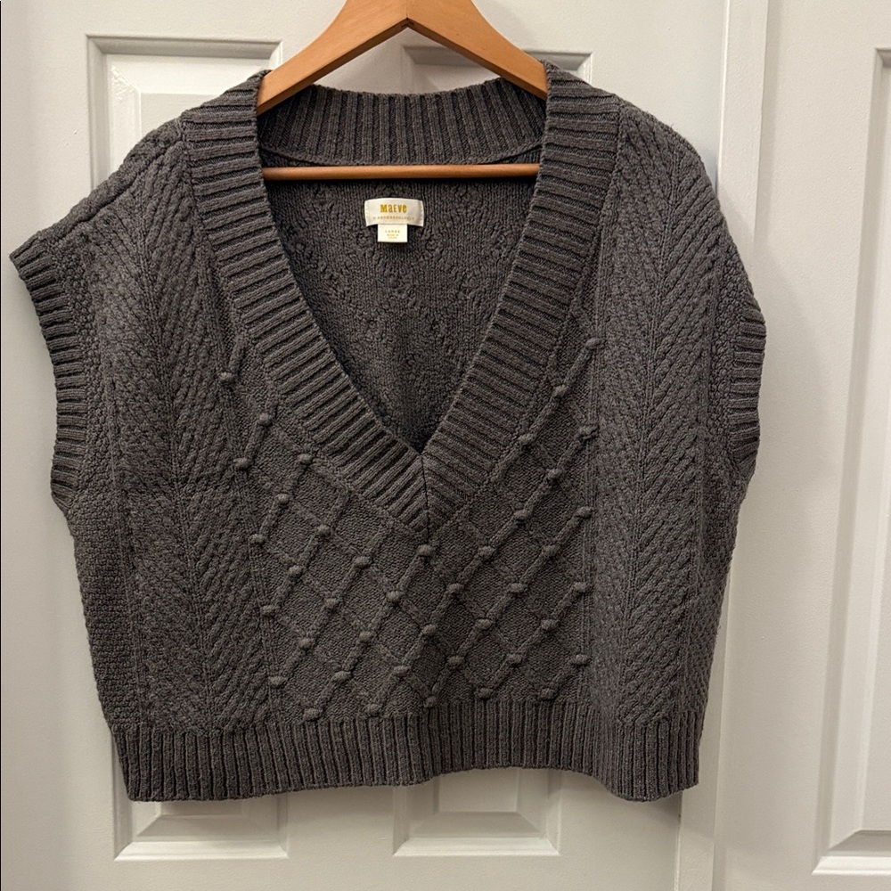 MAEVE by Anthropologie Charcoal V-Neck Sweater Vest